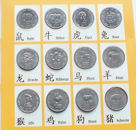 Zestaw 12 monet Znaki Zodiaku - CHINY