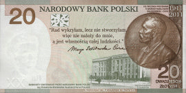 20 zł 100. rocznica przyznania Nagrody Nobla Marii Skłodowskiej-Curie w dziedzinie chemii