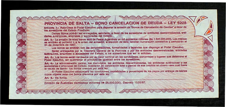 1 Austral -  Argentyna Provincia de Salta