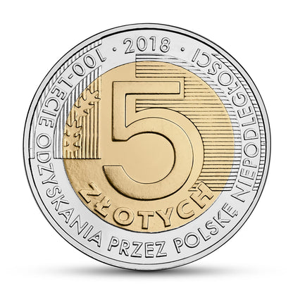5 zł 100-lecie odzyskania przez Polskę niepodległości