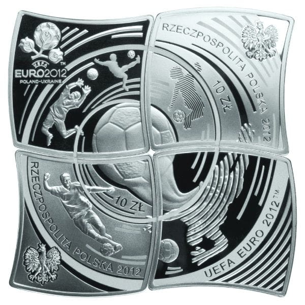 10 zł zestaw 4 monet Mistrzostwa Europy w Piłce Nożnej UEFA 2010-12