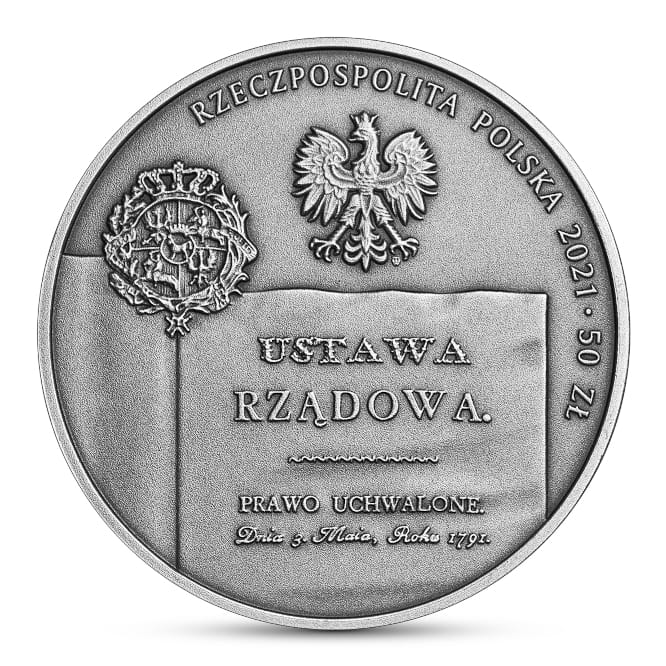 Moneta 50 zł 230. rocznica Konstytucji 3 Maja – dzieła odrodzonej Rzeczypospolitej