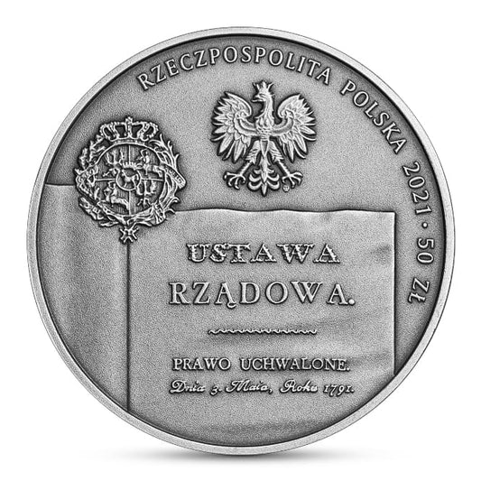 Moneta 50 zł 230. rocznica Konstytucji 3 Maja – dzieła odrodzonej Rzeczypospolitej
